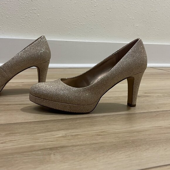 Aukis Women's Sparkly Gold High Heels - Size 9.5 - Picture 3 of 15